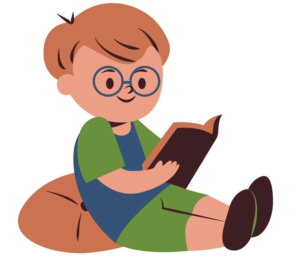 Zdjęcie obrazka z dzieckiem czytającym książkę.